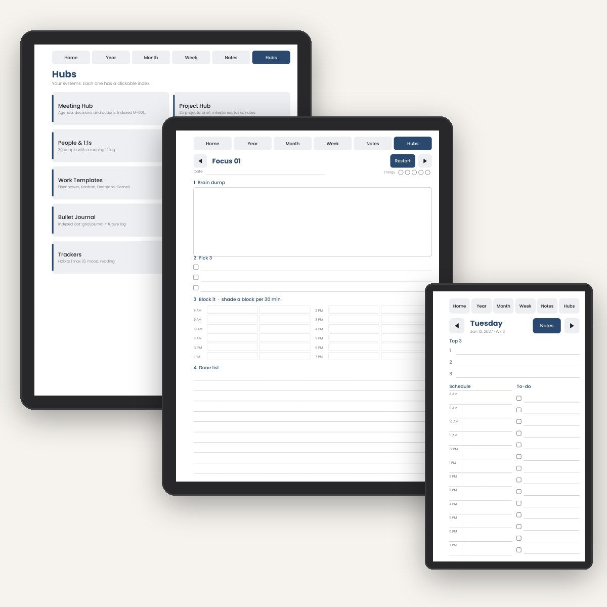 Complete edition hubs, focus planner and Paper Pro Move pages